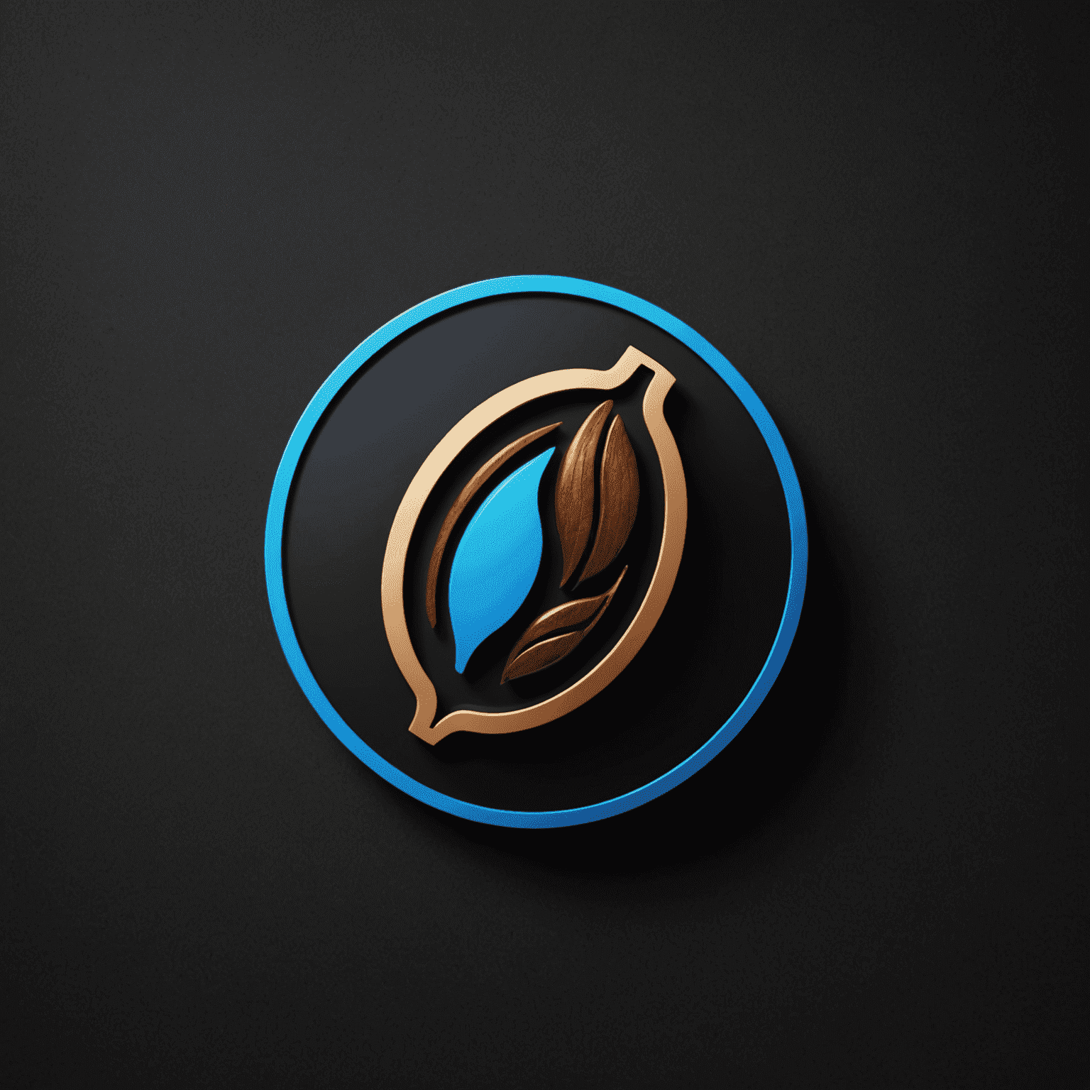 Bil_Online logo - A minimalist design featuring a stylized coffee bean in electric blue on a matte black background