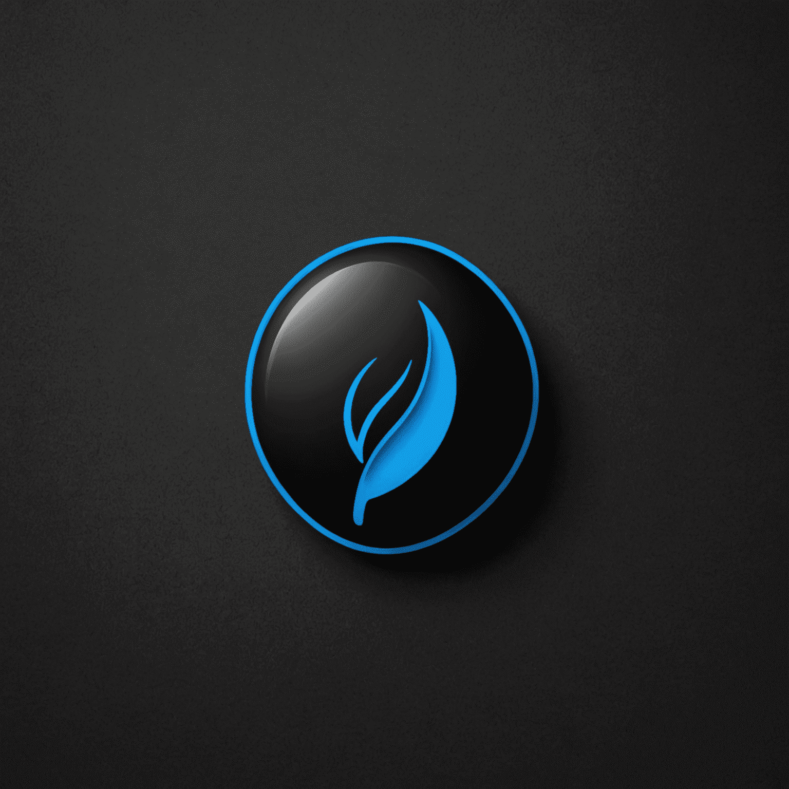 Bil_Online logo - A minimalist design featuring a stylized coffee bean in electric blue on a matte black background
