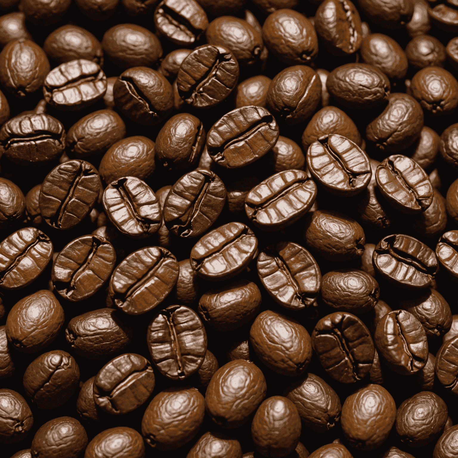 Close-up of freshly roasted Yirgacheffe coffee beans, showcasing their unique light to medium brown color with a slight sheen